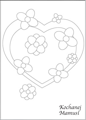 Online coloring book: Coloring book of flowers decorating a heart for mom